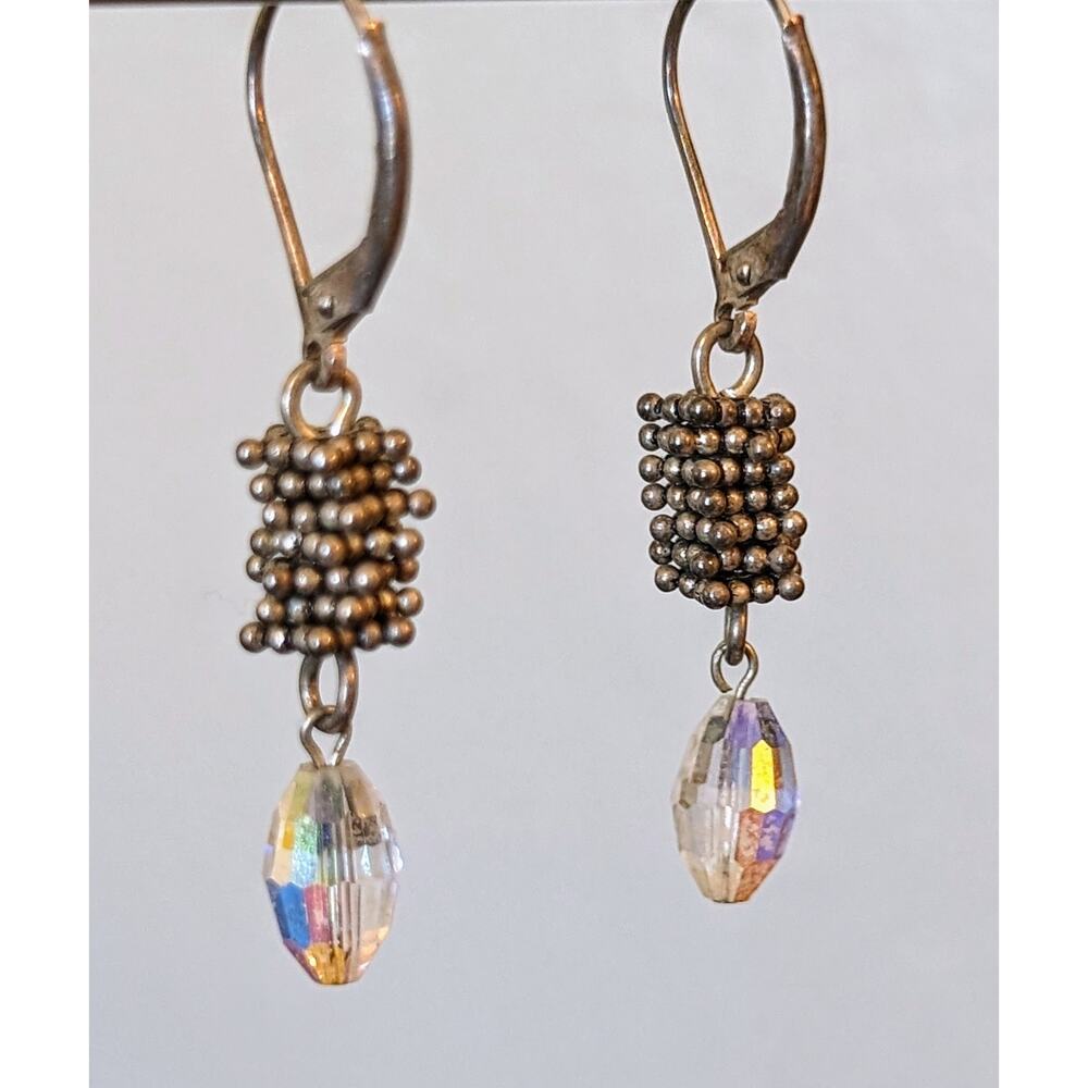 Vintage Crystal Marked Sterling 925 Lever Back Earrings